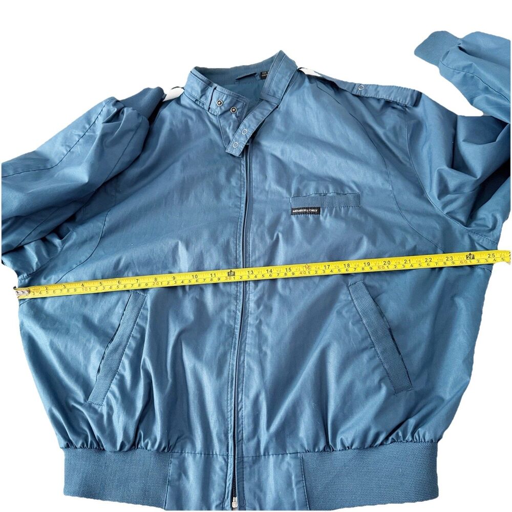 Vtg Members Only Cafe Racer Teal Blue Green Full Zip Bomber Jacket 44 L Large - Picture 2 of 16